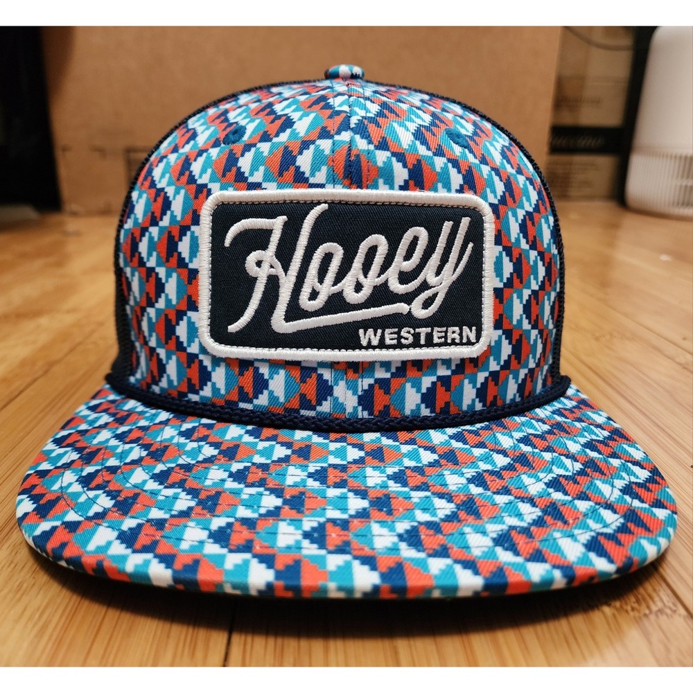 Hooey Western Lakota HY Mens Snapback Trucker Cap Hat Blue Orange Mesh Back OSFA